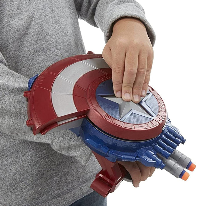 Marvel Avengers Captain America Darts Shooter Shield Launcher Manual Reload Toys For Boys - Blue