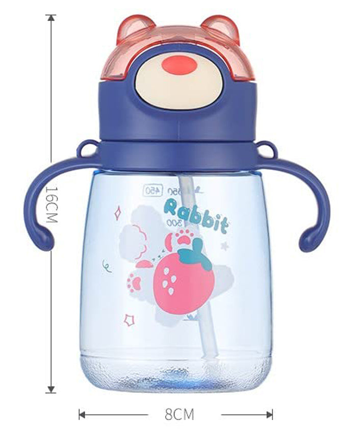 BPA Free Water Bottle Sipper for Kids with Straw Handle & Adjustable Strap Tumbler Indigo Blue - 450 ml