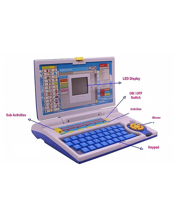 Spot Hunt Educational English Learner Laptop with Fun Activities Keyboard & Mouse for Kids - Blue