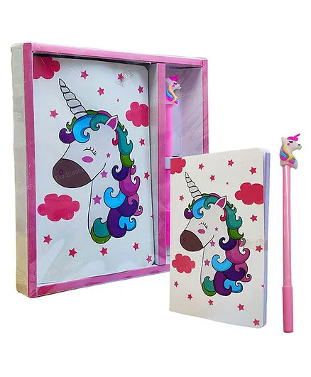 Unicorn Theme Diary with Gel Pen White
