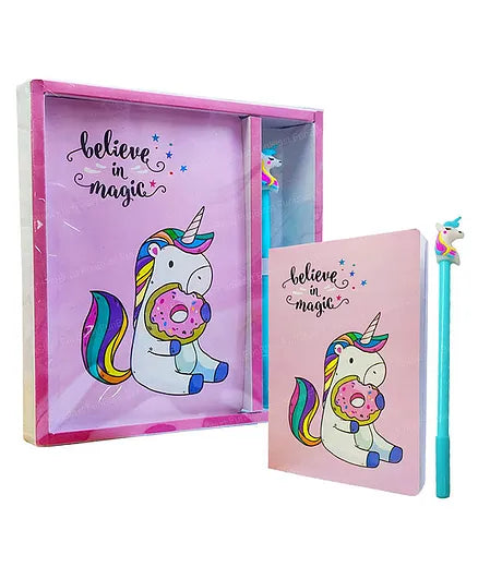 Unicorn Theme Diary with Gel Pen Pink