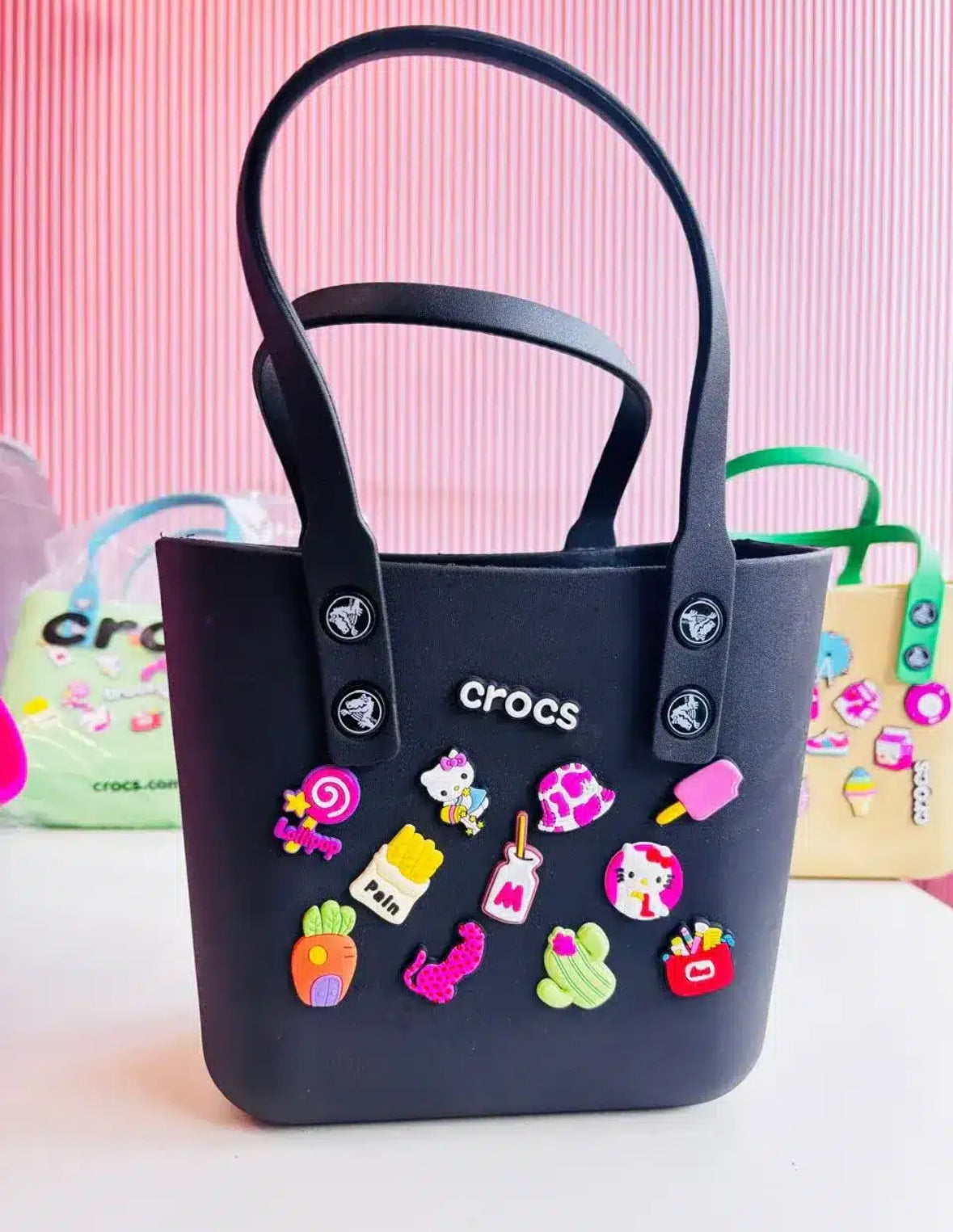 CROCS stylish silicon tote Bag with charms