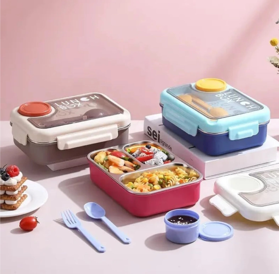 3 compartment with bowl leakproof lunch box ( 650 ml )