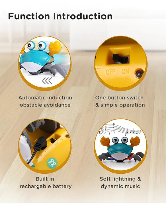 Crawling Crab Musical Toy with Rechargeable Battery- Multicolour