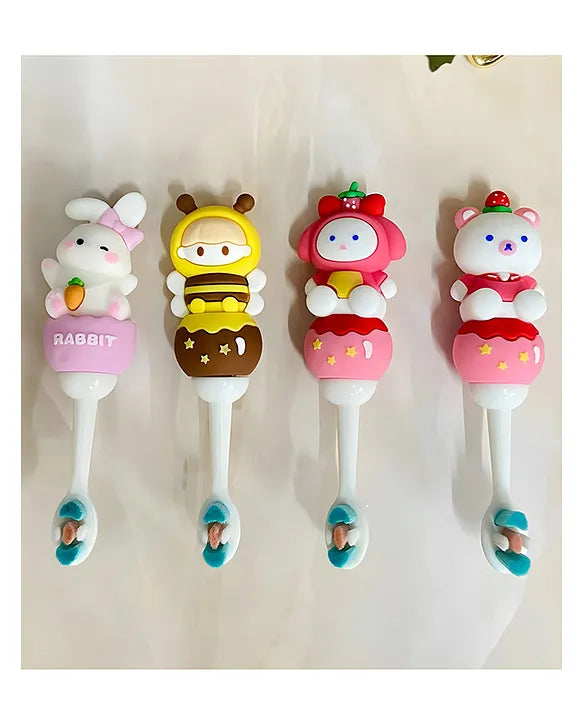 Toothbrush For Baby And Kids Cute Kawaii Cartoon Design Colorful Soft Toothbrush For Babies And Kids Extra Microfiber Soft Bristles With Silicone Grip And Spilt Bristle - (Pack of 1 Color And Design May Vary)