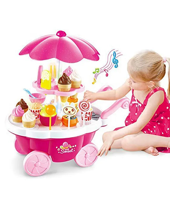 Shopping Cart Play Set | Ice Cream | Candy Counter Set | Kitchen Play Set with Lights and Music | Pretend Play Toys for Kids Girls and Boys - Multi Color