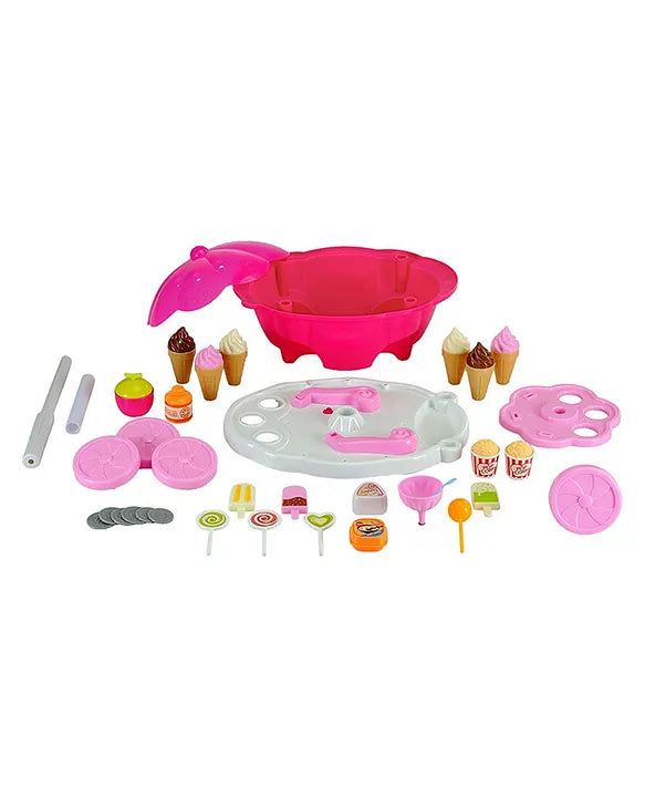 Shopping Cart Play Set | Ice Cream | Candy Counter Set | Kitchen Play Set with Lights and Music | Pretend Play Toys for Kids Girls and Boys - Multi Color