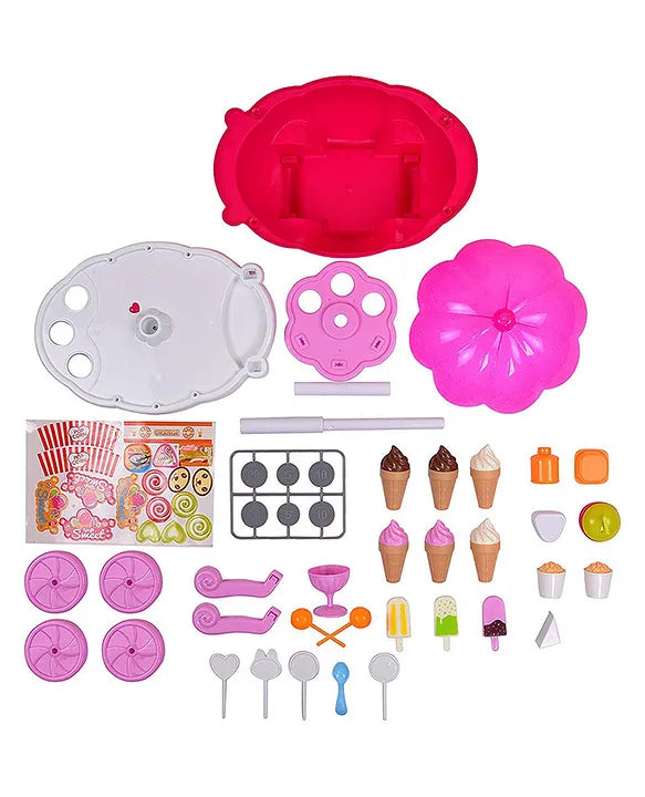 Shopping Cart Play Set | Ice Cream | Candy Counter Set | Kitchen Play Set with Lights and Music | Pretend Play Toys for Kids Girls and Boys - Multi Color