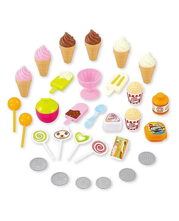 Shopping Cart Play Set | Ice Cream | Candy Counter Set | Kitchen Play Set with Lights and Music | Pretend Play Toys for Kids Girls and Boys - Multi Color