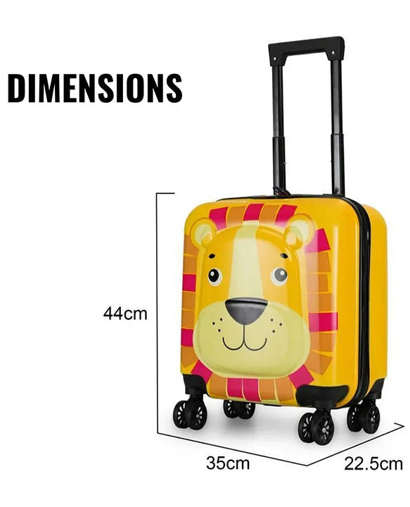 Kids Travel Trolley Bag, Hard Polycarbonate Case, Light Weight, 360 Degree Wheeling System, Suitcase for Kids - Tiger