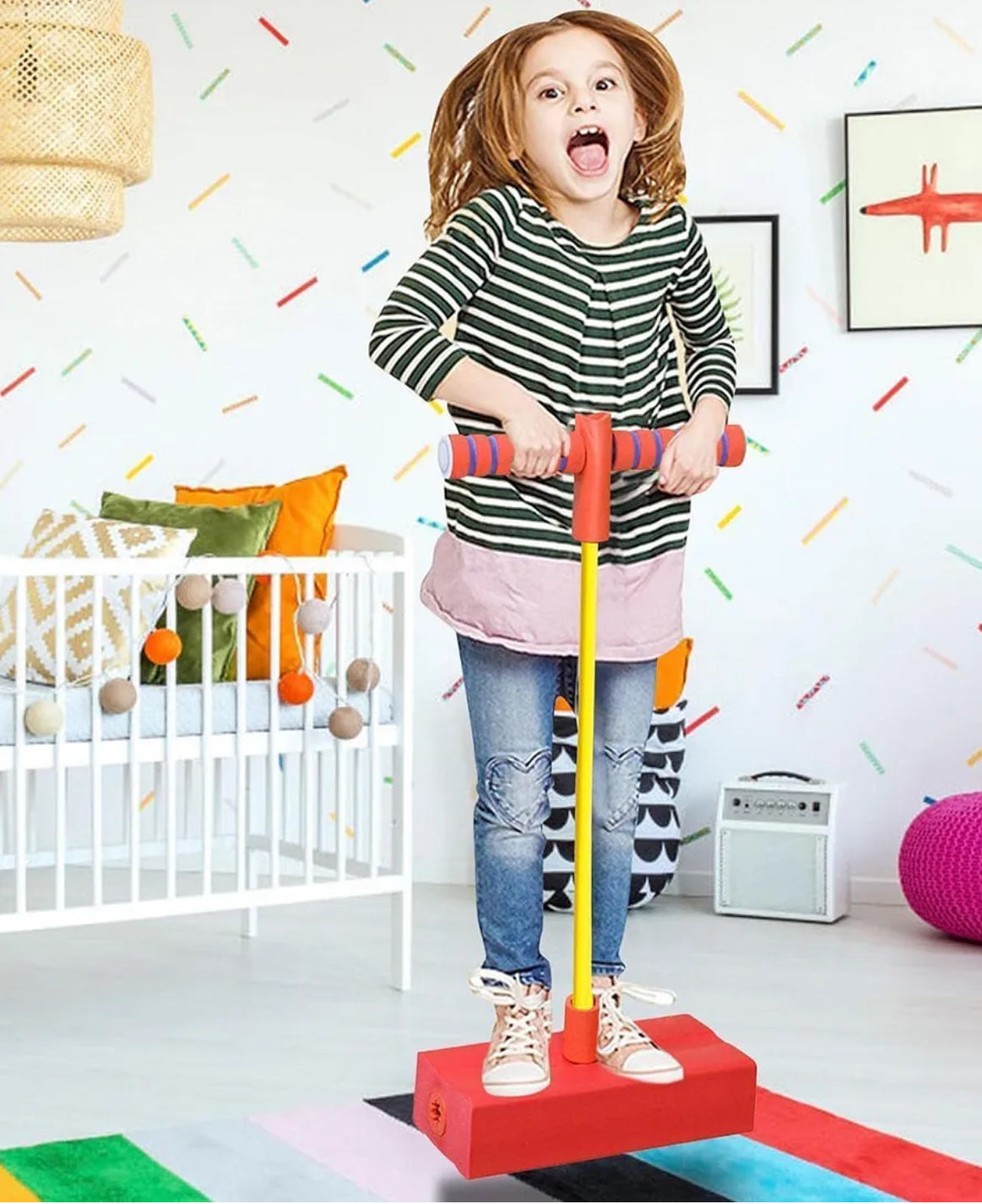 Foam Stick Jumper for Kids - Bungee Jumper for Kids Outdoor Toys, Foam Bouncing Toy for Kids, Squeaky Sounds Pogo Sticks, Great Gift for Boys and Girls
