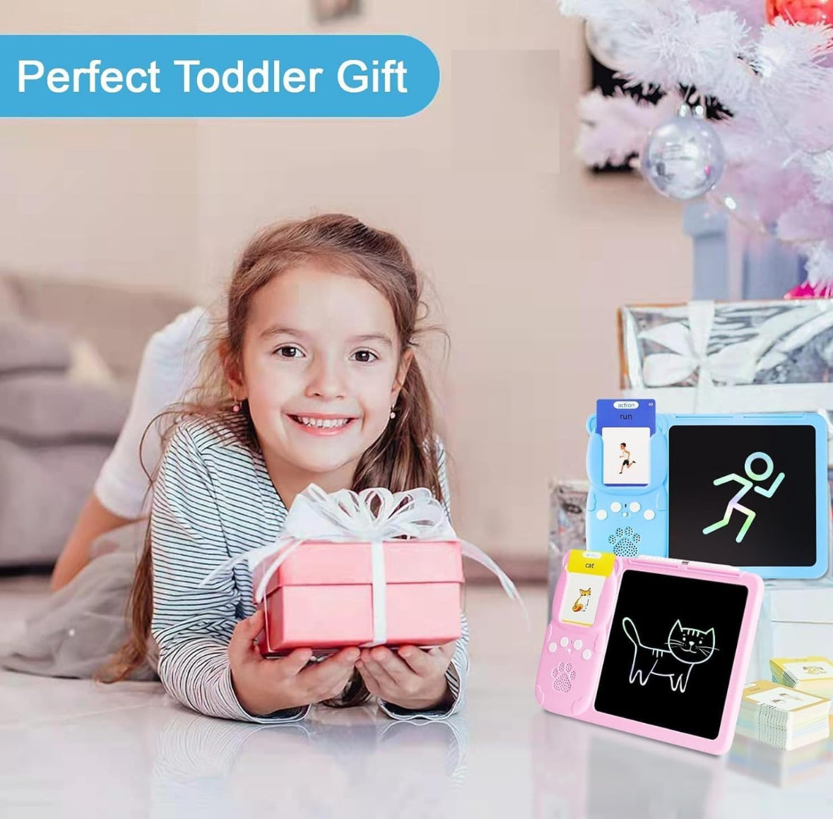 Spot hunt Talking Flash Cards with LCD Writing Tablet 2 in 1, Montessori Speech Therapy , Sensory Toys for 1-14 Year Olds Boys and Girls