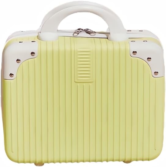 Portable Makeup Travel Briefcase, 12.6 inches, Pressure-resistant ABS, Hard shell cosmetic bag, suitable for travel, camping, women, girls, beige, stripes
