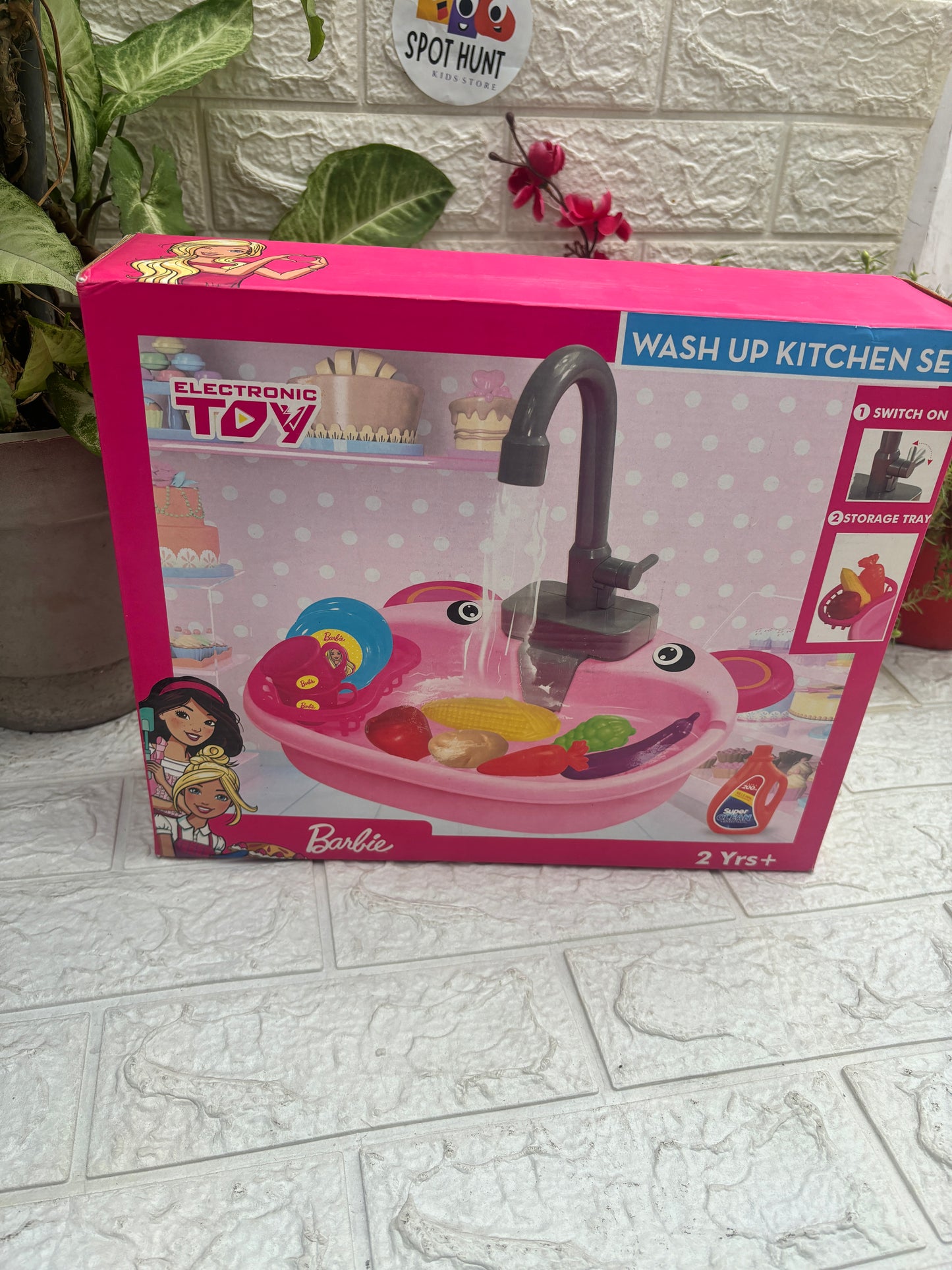 SPOT HUNT Kitchen Toy Sink Electronic Dishwasher Pretend Role Play Kitchen Toys Set with Working Faucet and Dishes Playset for Girls