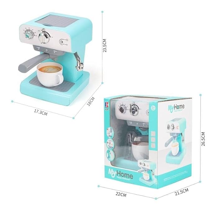 Coffee Maker Role Play Pretend Kitchen Appliance for Kids with Realistic Action, Spray, Light and Sound - Coffee Mug for Imaginary Brewing Fun