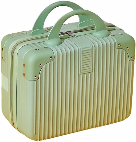 Portable Makeup Travel Briefcase, 12.6 inches, Pressure-resistant ABS, Hard shell cosmetic bag, suitable for travel, camping, women, girls, beige, stripes