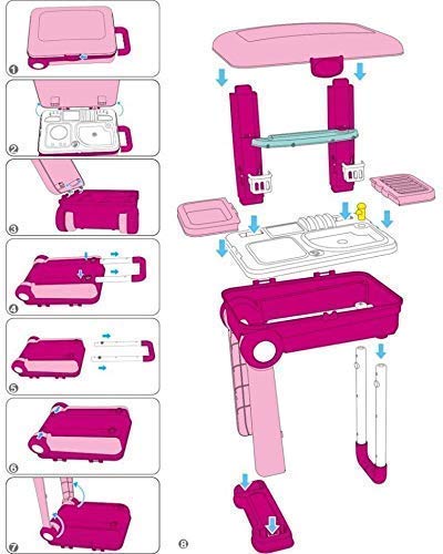 Spot Hunt 2 in1 Little Chef Trolley Kitchen Play Toy Set for Girls with Music & Light for Kids, Pink
