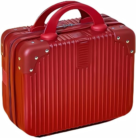 Portable Makeup Travel Briefcase, 12.6 inches, Pressure-resistant ABS, Hard shell cosmetic bag, suitable for travel, camping, women, girls, beige, stripes