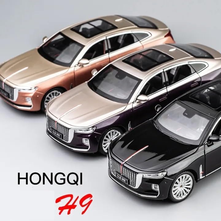 HONGQI RED Flag H9 1:24 Diecast Scale Model Metal Pull Back Toy car for Kids with Openable Doors & Light, Music Toy Vehicle for Kids - Colors as Per Stock(Design-62)