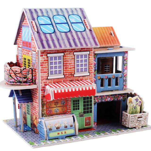 Sweet 3D Puzzle House (LX -350) 4 Sheets Attractive Show Piece Kids Return Gift Item (Multi Print) Set of 1
