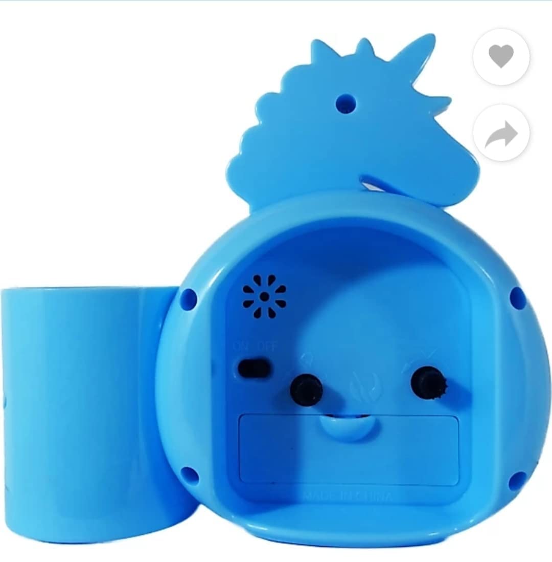 Spot Hunt Present Unicorn Table Battery Operated Alarm Clock with Pen Pencil Stand for Kids/Girls Decoration Room Cartoon Unicorn_Blue_13 X 14 X 5.5