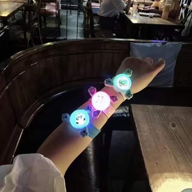 Spot Hunt 2Pc Fidget Spinner Wrist Band for Kids with LED Light Up Silicone Strap - Cartoon Bracelet Wristband Birthday Return Gift for Boys & Girls