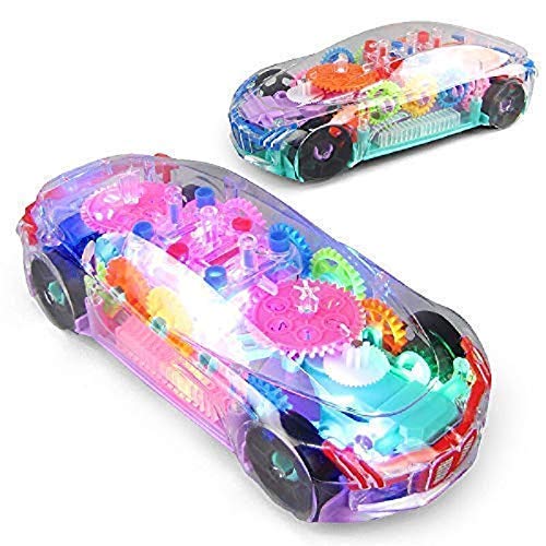 Concept Musical and 3D Lights Kids Transparent Car, Toy for 2-5 Year Kids Baby Toy (Battery Included)