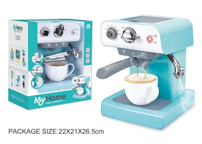 Coffee Maker Role Play Pretend Kitchen Appliance for Kids with Realistic Action, Spray, Light and Sound - Coffee Mug for Imaginary Brewing Fun