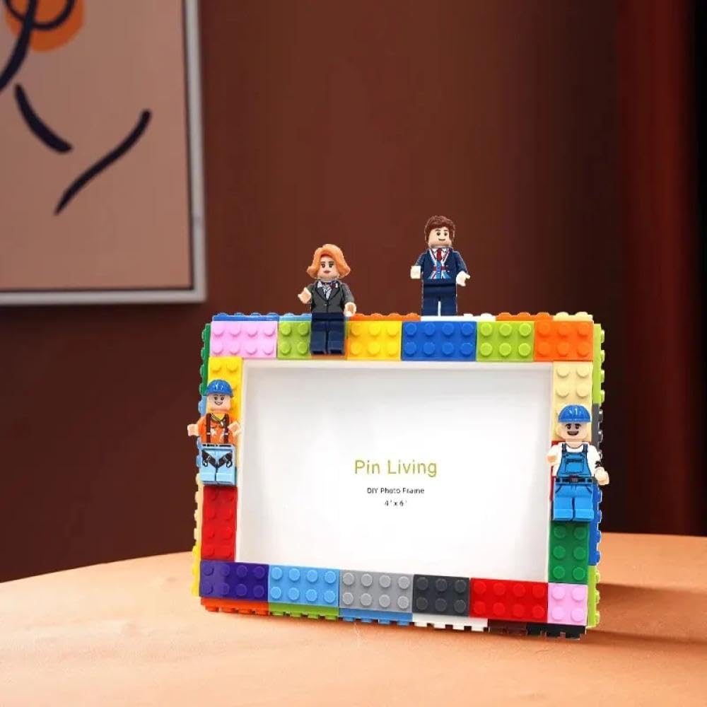 Spot Hunt Lego photo frame , Building Blocks Photo Frame with figures and blocks best for gifting and more (5 X 7) inches