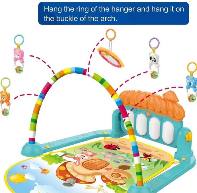Spothunts Kick and Play Musical Keyboard Mat Piano Baby Gym Fitness Rack Baby Play Mat Gym (Multicolor)