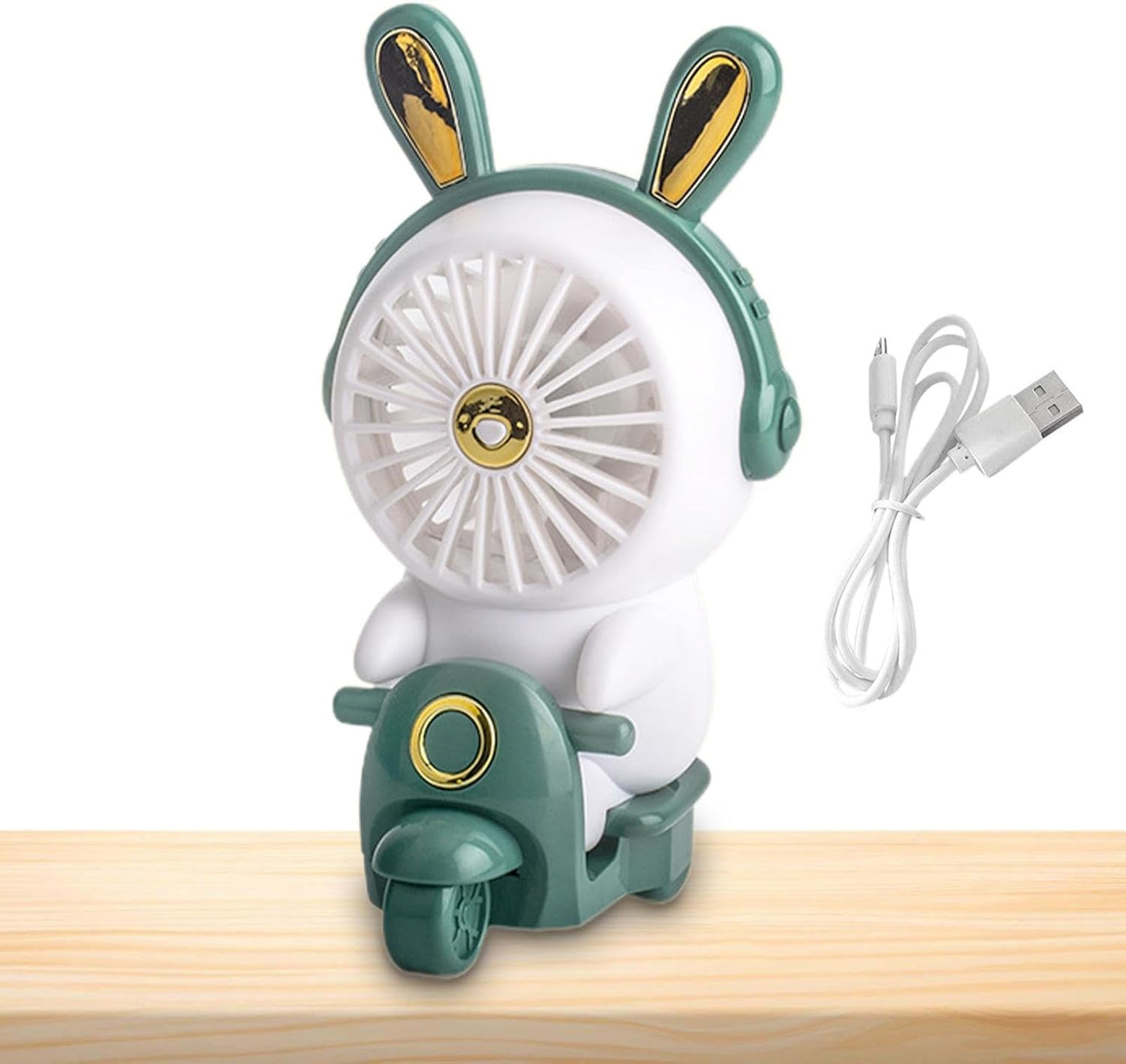 Spot Hunt Cartoon Desk Fan | Small Quiet Portable USB Table Fan,Cute Animal Shape Table Fan with Light, Motorcycle Base Design, 2 Speeds, Desktop Fan for Household Work Camping Night Use Zorq