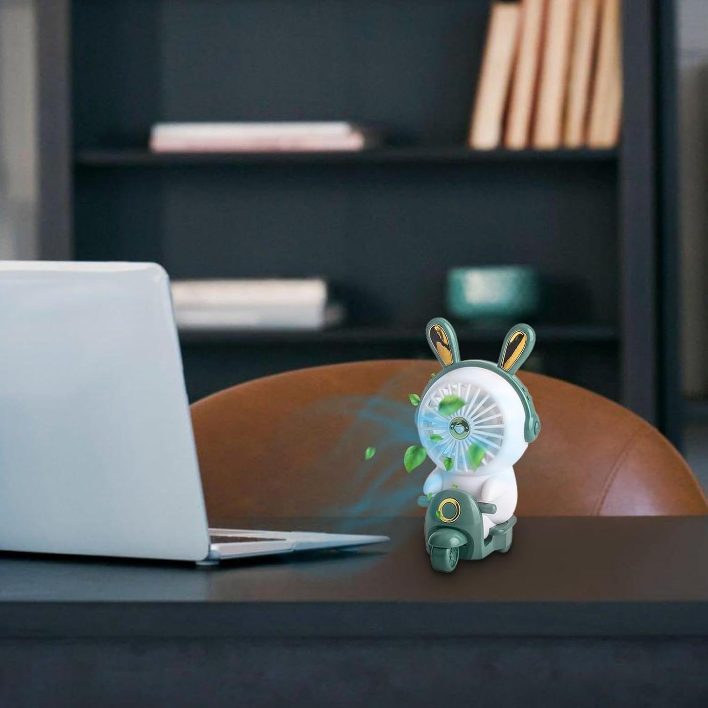 Spot Hunt Cartoon Desk Fan | Small Quiet Portable USB Table Fan,Cute Animal Shape Table Fan with Light, Motorcycle Base Design, 2 Speeds, Desktop Fan for Household Work Camping Night Use Zorq