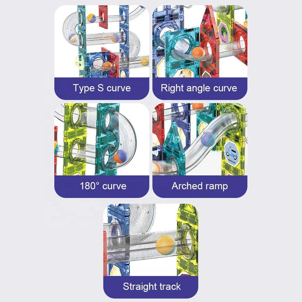 Light-Electric Magnetic Tiles- Building Blocks for Kids (82 Pieces) Elevator Marble Run | 3D STEAM Toys for Kids | Boys Girls