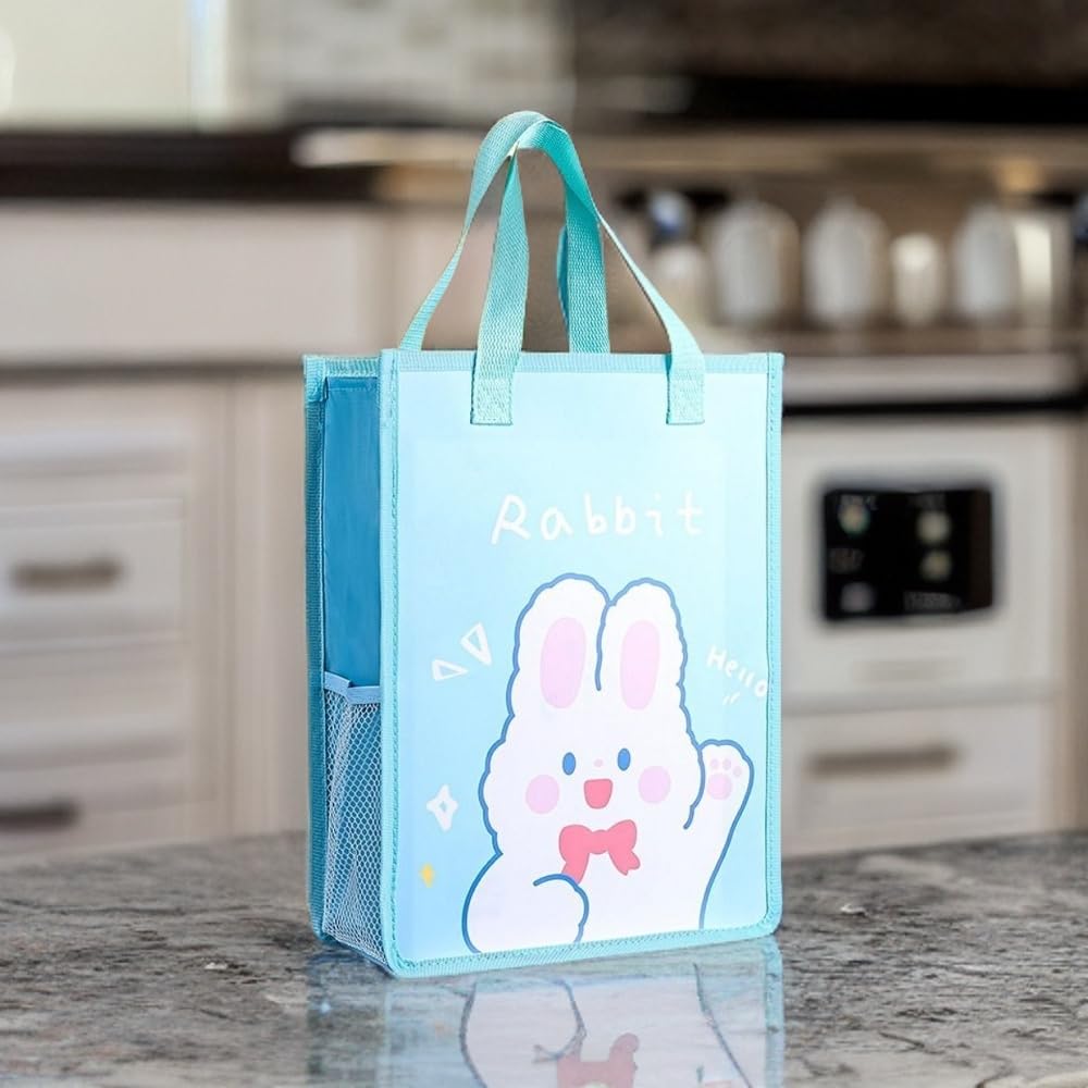 SPOT Hunt School File Folder Document Bag Student Canvas Tuition Bag for Boys & Girls Notebook Tote Bag Cute Cartoon Printed Folder Stationery for Kids - (Blue)