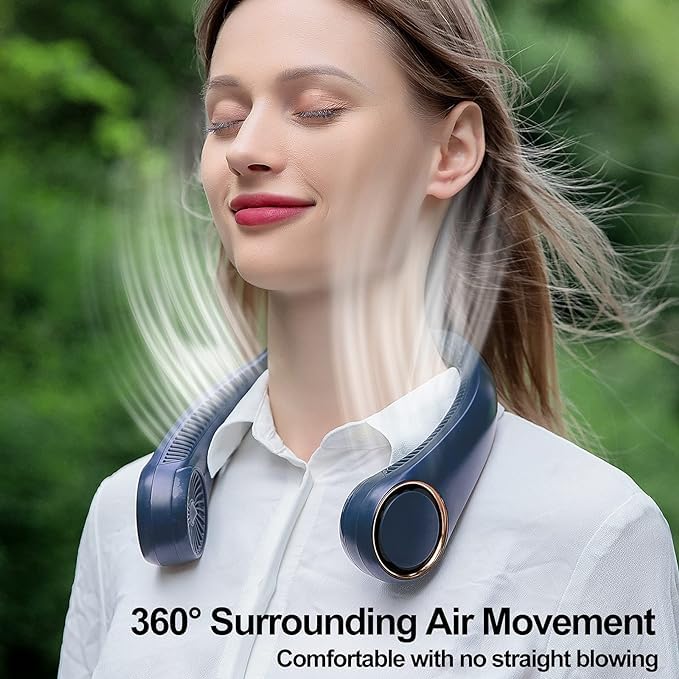 Spot Hunt Portable Rechargeable Neck Fan, 9000 mAh Battery, Bladeless, Hand-Free, 3 Speed Low-Noise Motors, Neck Fan for Men Women, Summer Kitchen Cooling Fan - Big Size USB Fan