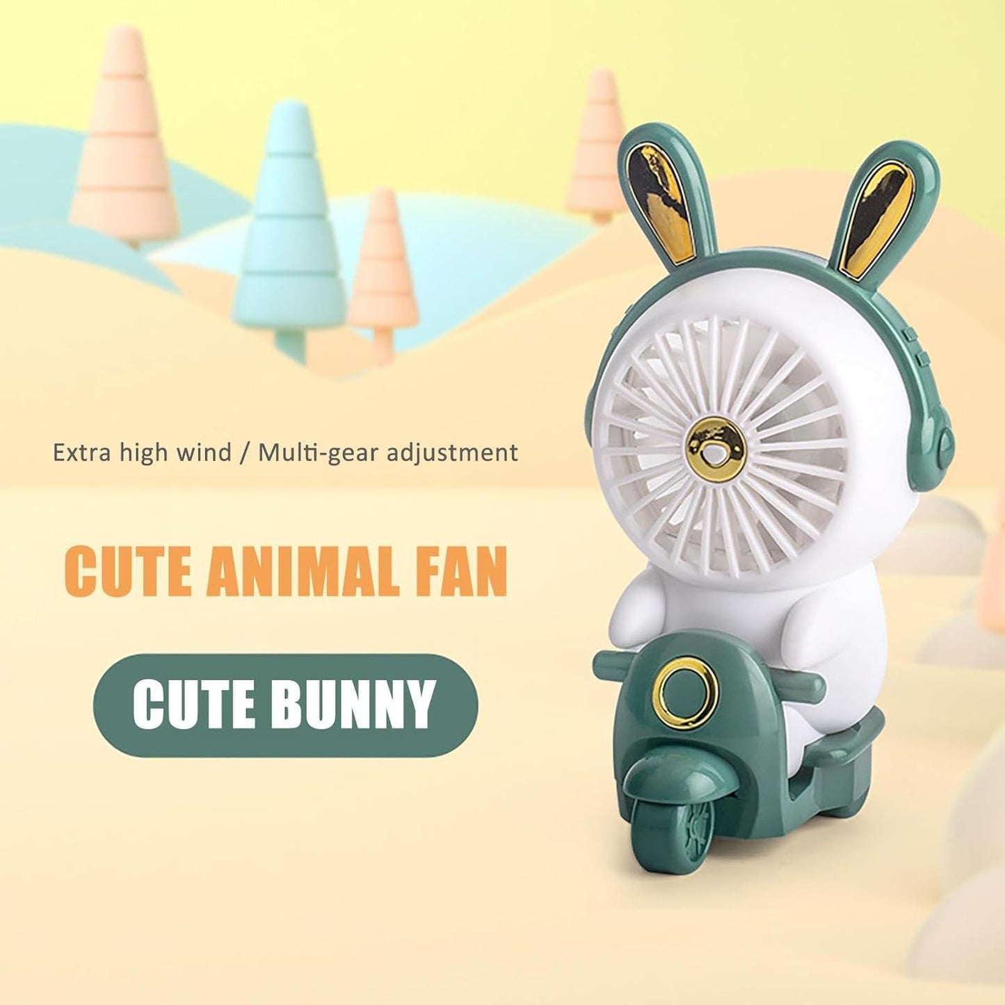 Spot Hunt Cartoon Desk Fan | Small Quiet Portable USB Table Fan,Cute Animal Shape Table Fan with Light, Motorcycle Base Design, 2 Speeds, Desktop Fan for Household Work Camping Night Use Zorq