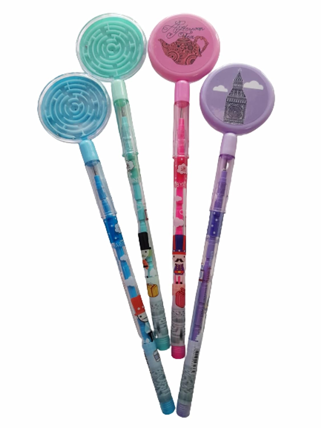 Non Sharpening Pin to Pen Fancy Pencils with Puzzle for School Kids(Set of 4)