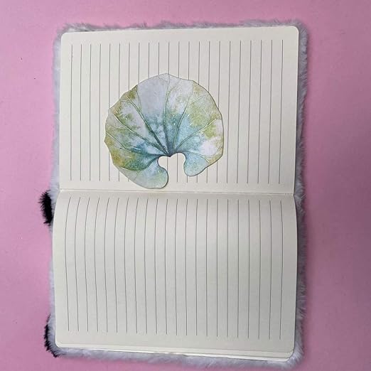 Plush Notebook, Faux Fur Notebook for Kids, Panda Pattern Diary Journal Hardcover Notebook Writing Pad School Stationery White