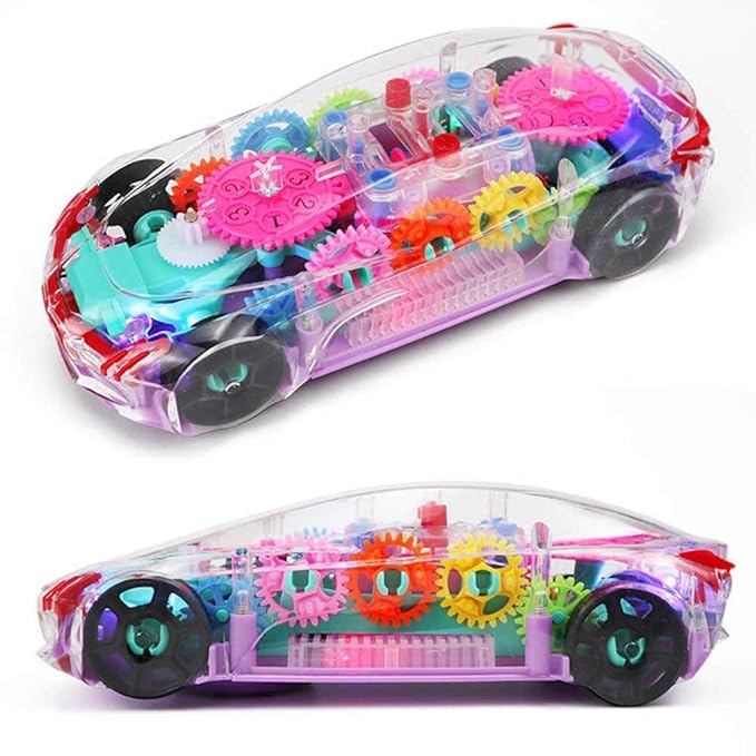 Concept Musical and 3D Lights Kids Transparent Car, Toy for 2-5 Year Kids Baby Toy (Battery Included)