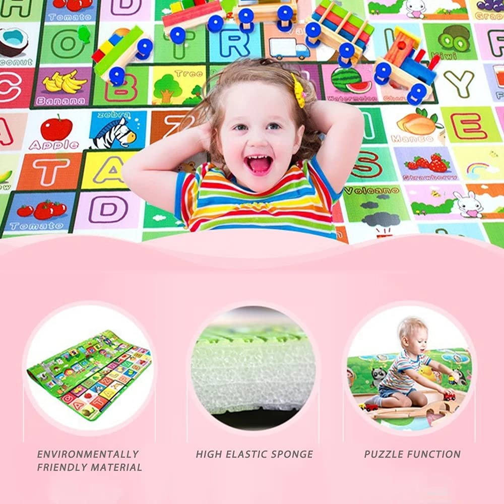 Baby Play Mat , Baby Crawling Play Mat Floor Play Mat Game Mat Baby Kid Toddler Play Crawl Mat Fruits Alphabets Pattern Reversible Carpet Playmat Foam Blanket Rug Infants Toddler Extra Large