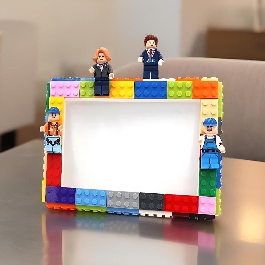 Spot Hunt Lego photo frame , Building Blocks Photo Frame with figures and blocks best for gifting and more (5 X 7) inches
