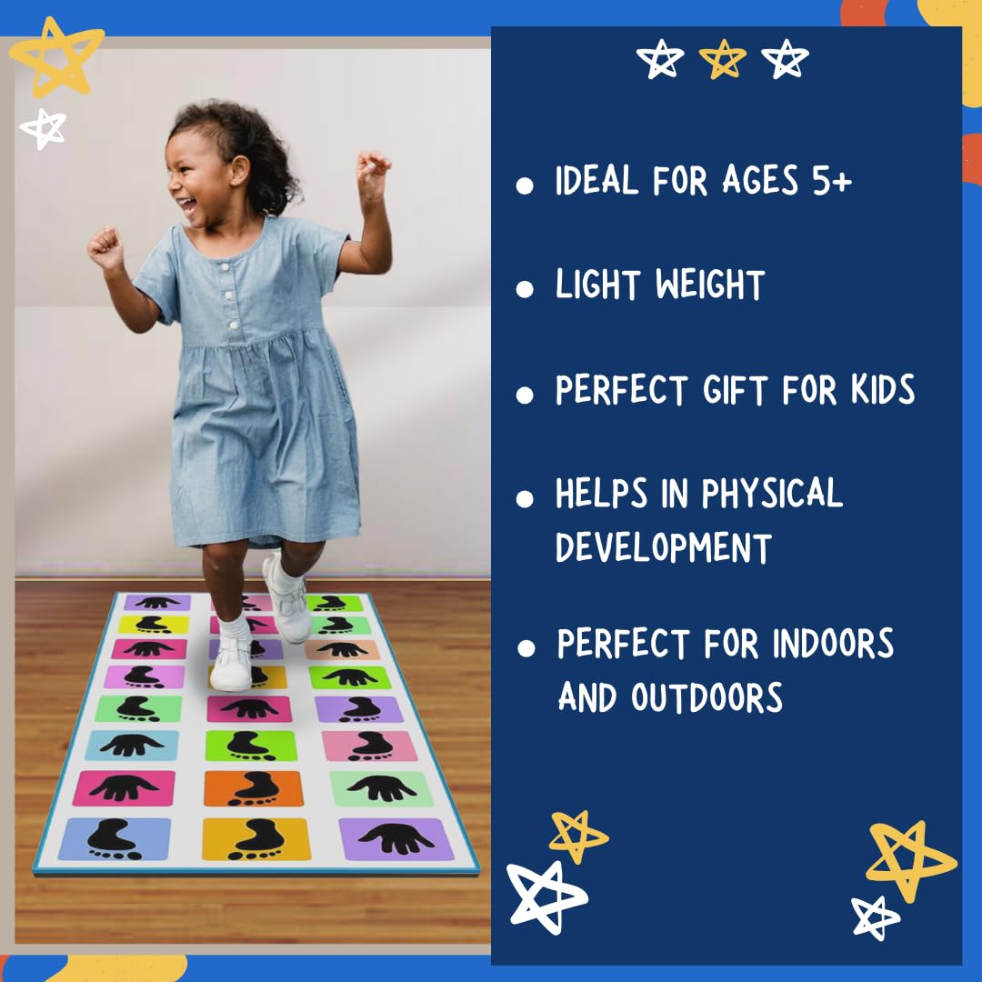Spot Hunt Hopscotch Game | Jumbo Kids Play Mat (40" x 108") | Kith-Kith, Stapu, Langdi, Ekka Dukka, Paandi, Kunte Bille | Unique Balancing Game | Large size for 3 years and up