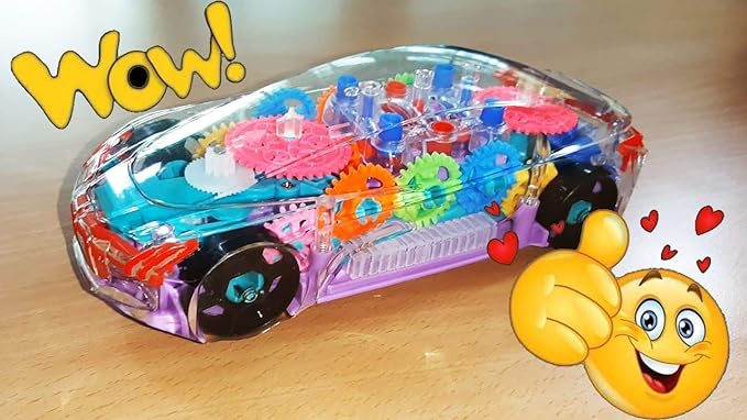 Concept Musical and 3D Lights Kids Transparent Car, Toy for 2-5 Year Kids Baby Toy (Battery Included)