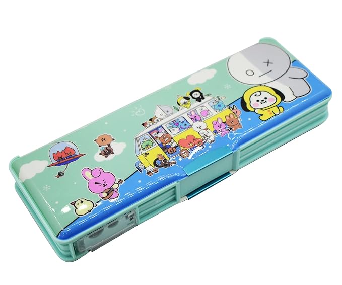 Spot Hunt Multipurpose Pencil Box with LED Light/Lamp and Dual Sharpener for School Kids (BTS)