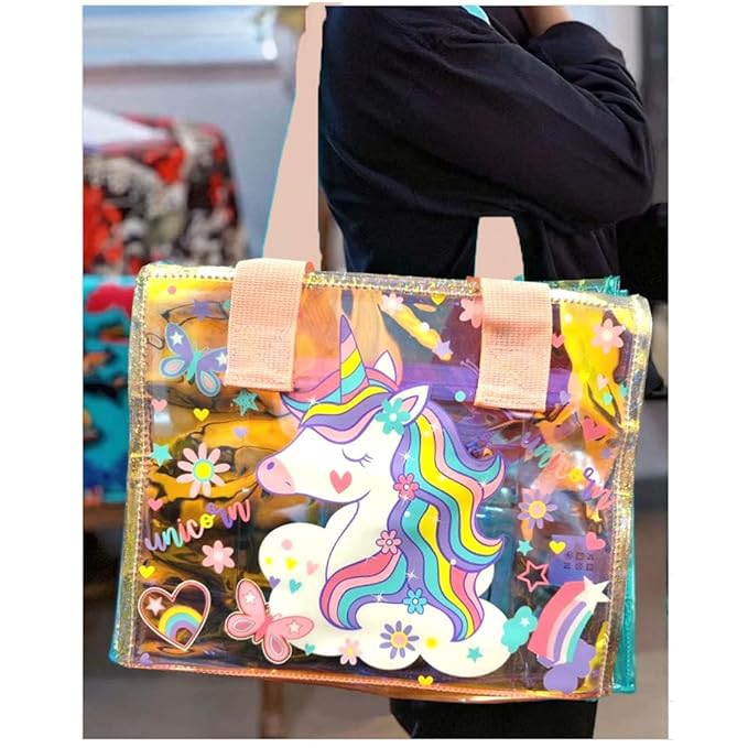 Spot Hunt Tote Bags for Girls Holographic Semi Transparent Bag for Kids, Handbag for Kids, Handbag for Women, Holographic Handbag, Transparent Bag, Shoulder Bag for Kids