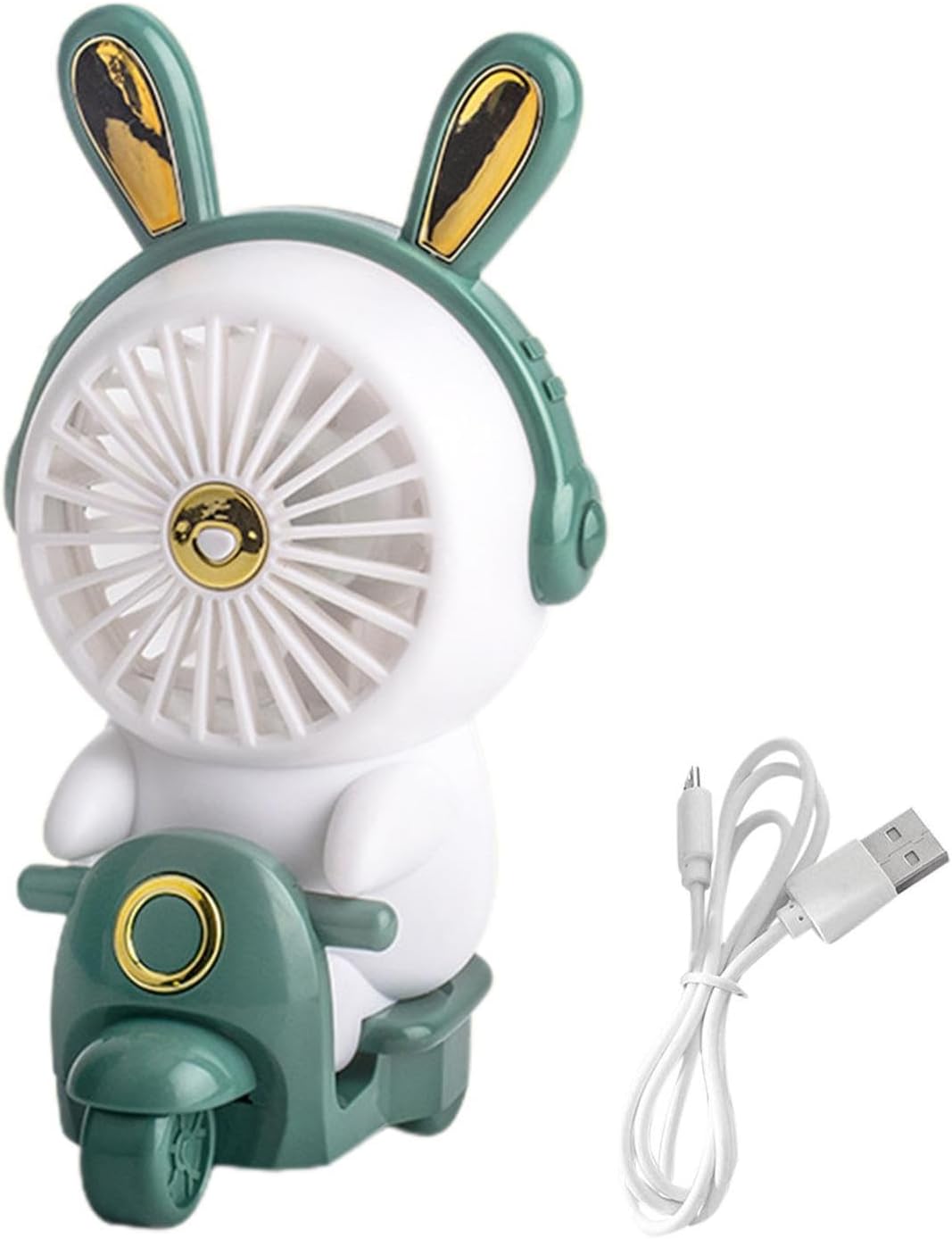 Spot Hunt Cartoon Desk Fan | Small Quiet Portable USB Table Fan,Cute Animal Shape Table Fan with Light, Motorcycle Base Design, 2 Speeds, Desktop Fan for Household Work Camping Night Use Zorq