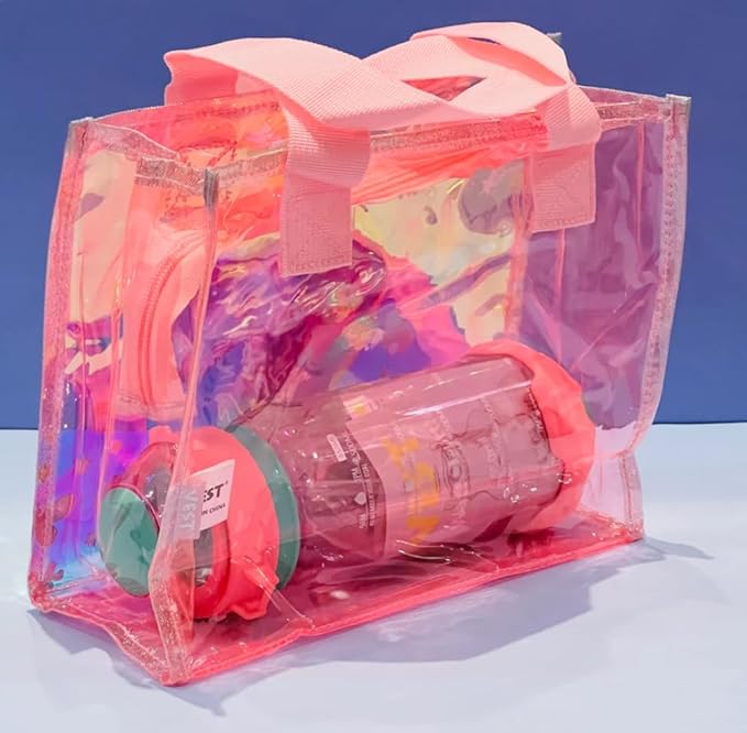 Spot Hunt Tote Bags for Girls Holographic Semi Transparent Bag for Kids, Handbag for Kids, Handbag for Women, Holographic Handbag, Transparent Bag, Shoulder Bag for Kids