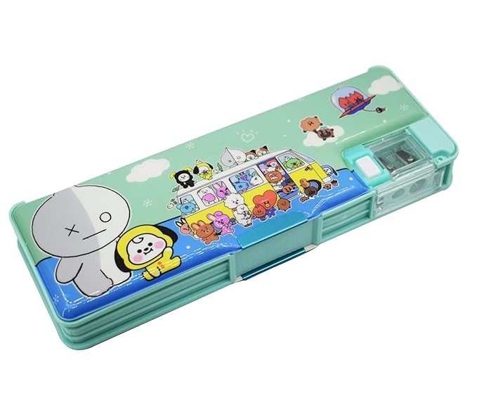 Spot Hunt Multipurpose Pencil Box with LED Light/Lamp and Dual Sharpener for School Kids (BTS)