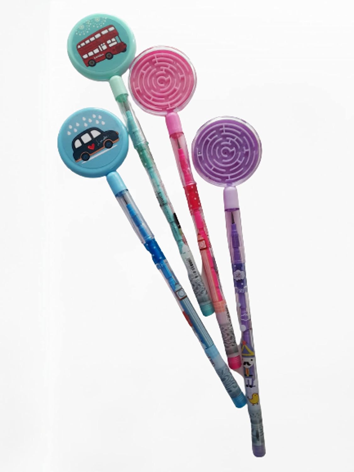 Non Sharpening Pin to Pen Fancy Pencils with Puzzle for School Kids(Set of 4)