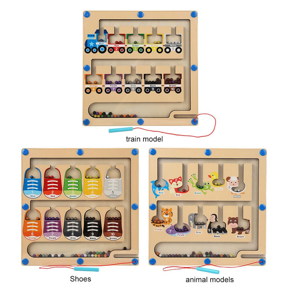 Magnetic Color and Number Maze Board Puzzle Counting, Matching and Fine Motor Skills Activity Toy for Toddlers (Colourful Shoes)